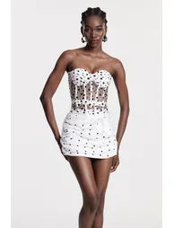 Chiram Dot Corset Ruch Skirt Set - 1