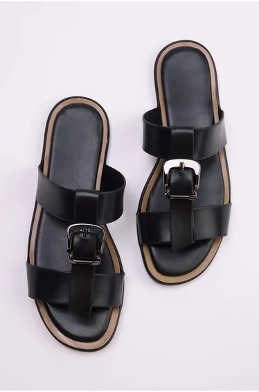 Black Women's Double Band Slipper