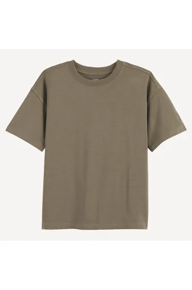 Oversized Short Sleeve T-Shirt with Crew Neck and Embroidery Detail