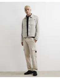 Beige Loose Fit Corduroy Cargo Trousers