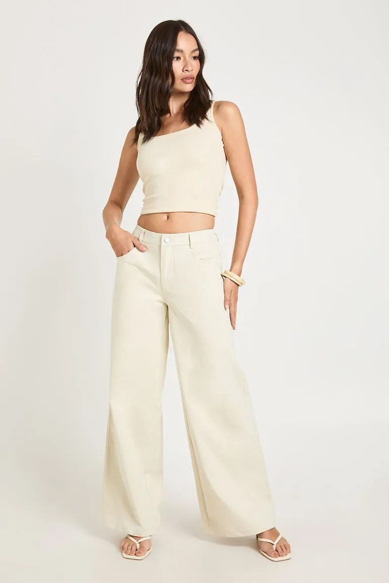 Twill Barrell Leg Trousers - ecru - 1