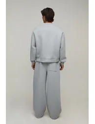 Wide Leg Scuba Jogger - grey marl - 2