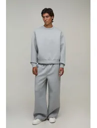 Wide Leg Scuba Jogger - grey marl