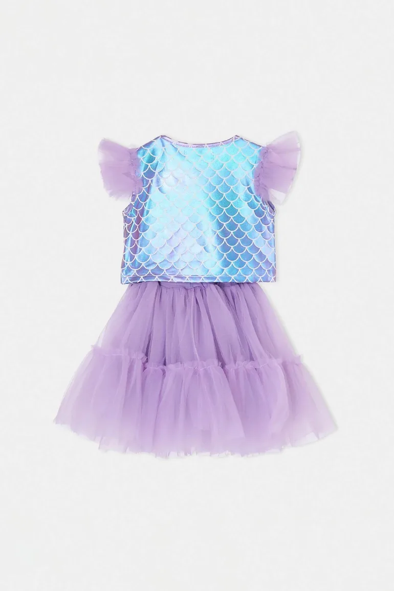 Purple Girls' Sequined Tutu Detailed Woven Bottom - Top Set - 3