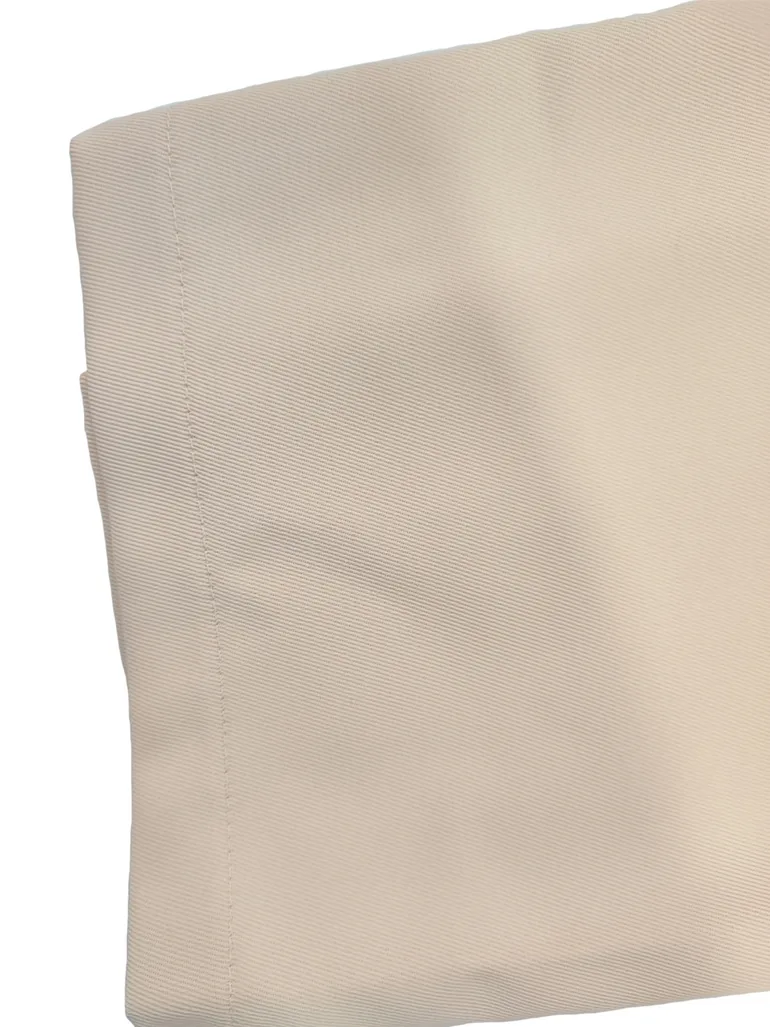 Beige Wide Leg Trousers with Asymmetrical Wrap Front - 3