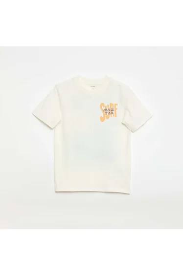 Printed Front and Back Short-Sleeve T-Shirt BEIGE