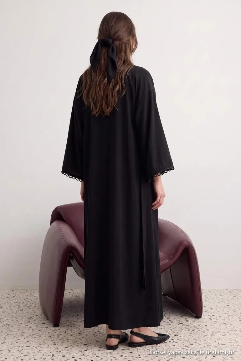 Black Woven Dress&Jumpsuit Cap & Ferace - 7