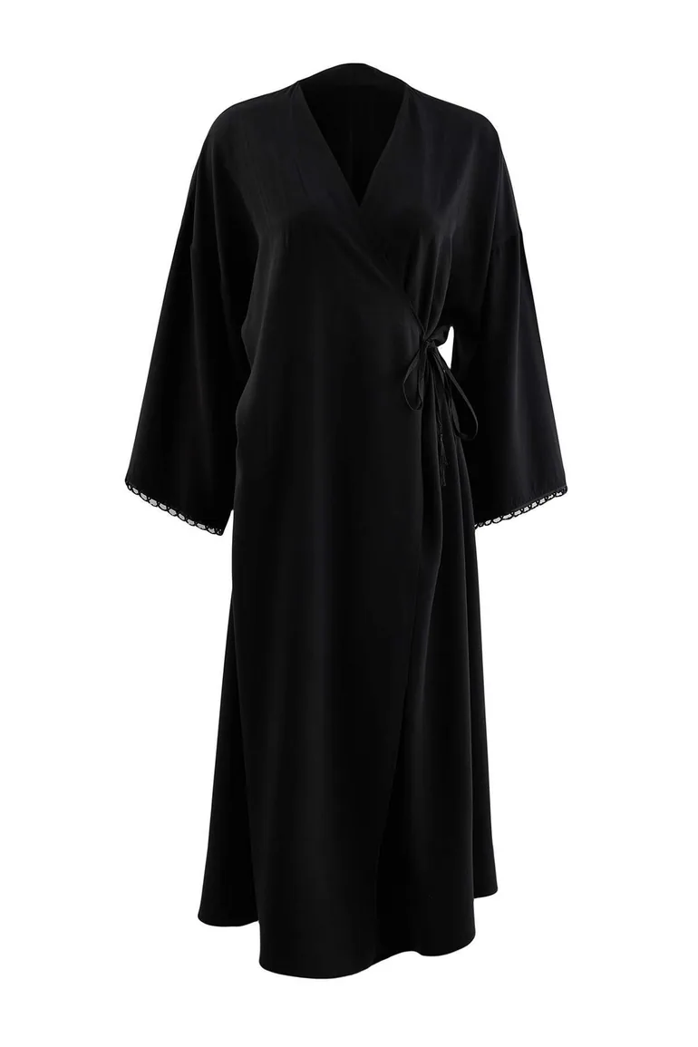 Black Woven Dress&Jumpsuit Cap & Ferace - 1