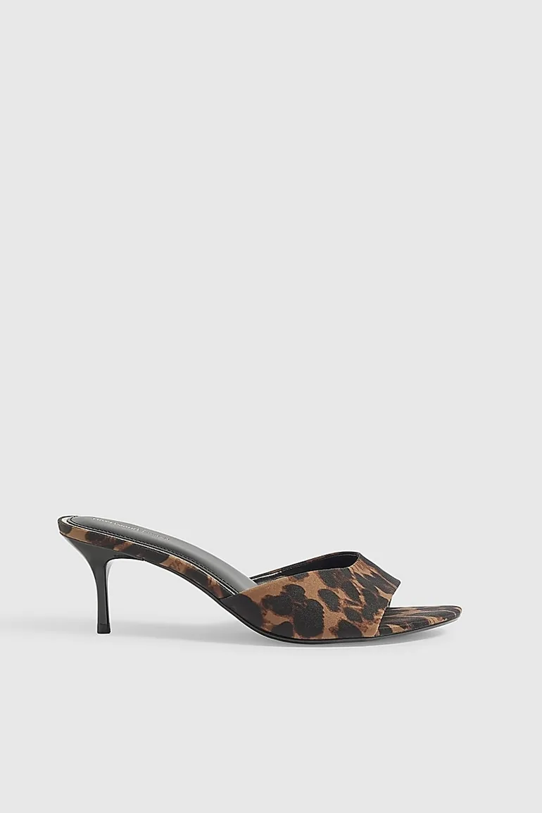 Brown Wide Fit Leopard Mule Heeled Sandals - 3