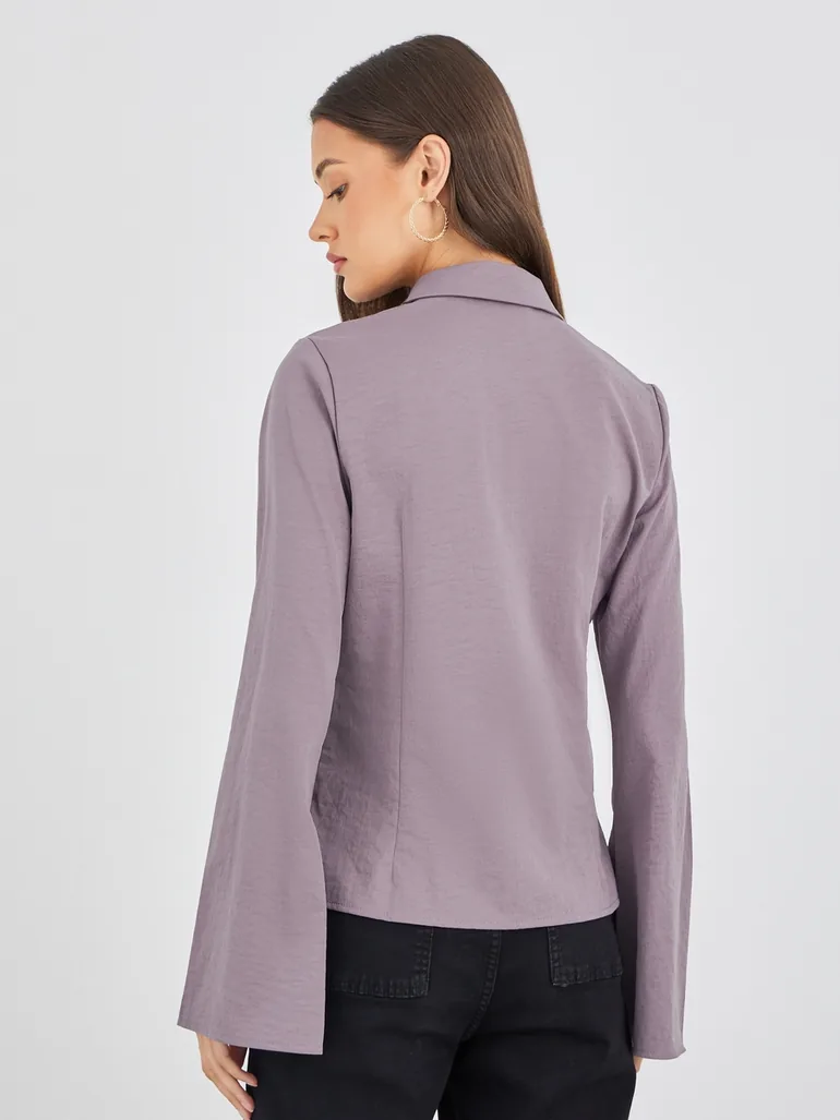 Regular Fit Flared Sleeves Buttoned Shirt - 4