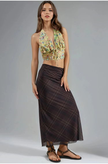 BUSEM Mid Waist Patterned Maxi Skirt