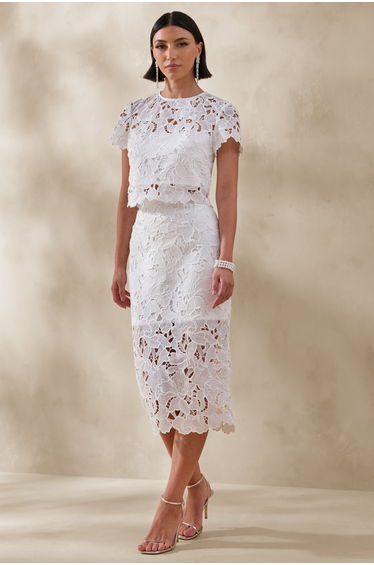 Ina | White Lace Crew-Neck Crop-Top
