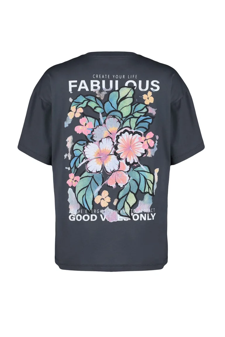 Anthracite 100% Cotton Back and Front Printed Oversize/Wide-Fit Knitted T-Shirt - 7