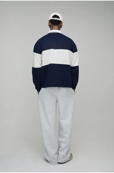 Tall Wide Leg Embroidered Homme Joggers - grey marl