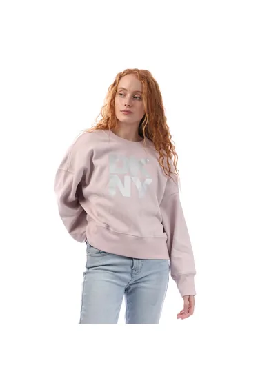 سويتشيرت دكني زهري بأكمام طويلة