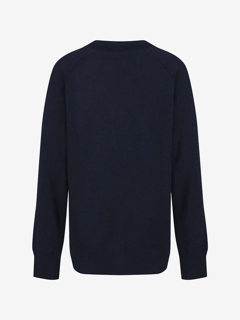 Kids School Cotton Mix Knitted V-Neck Jumper in Navy - 1