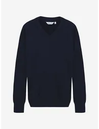 Kids School Cotton Mix Knitted V-Neck Jumper in Navy