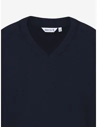 Kids School Cotton Mix Knitted V-Neck Jumper in Navy - 2