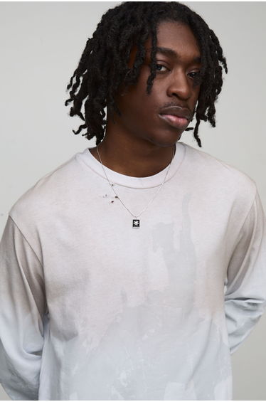 Shrunken Boxy Distressed Oil Wash Rodeo T-Shirt - off white