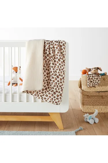 Kumla Leopard Print Cotton Muslin Baby Blanket