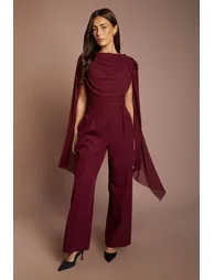 Cape Sleeve And Overlay Jumpsuit
