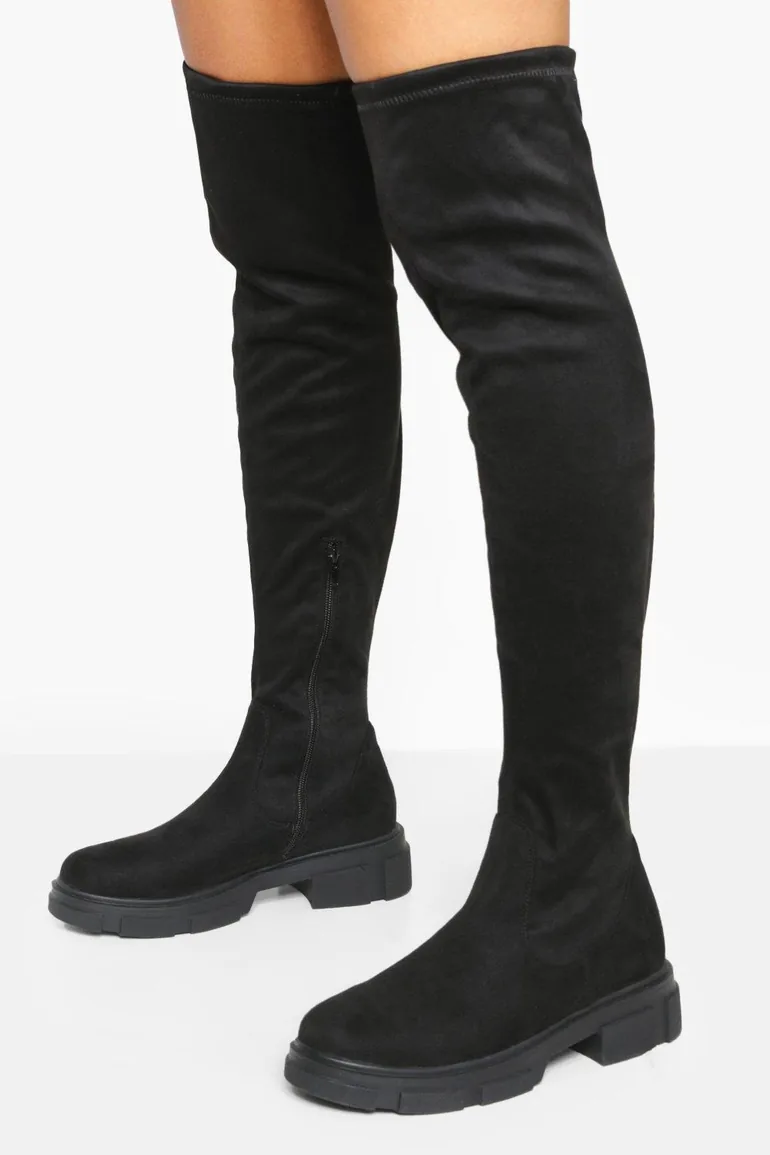 Stretch Knee High Boot - black