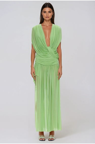 Ceylin Ruch Twist Plunge Skirt Set