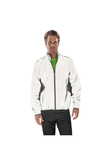 Spiro Mens Luxe Reflective Hi-Vis Jacket - Neon White