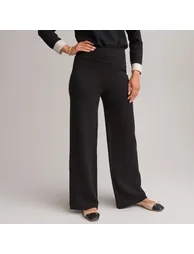 Knitted Wide Leg Trousers, Length 27.5" - 1