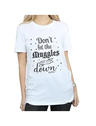 Harry Potter Womens/Ladies Don´t Let The Muggles Cotton Boyfriend T-Shirt - White - 2