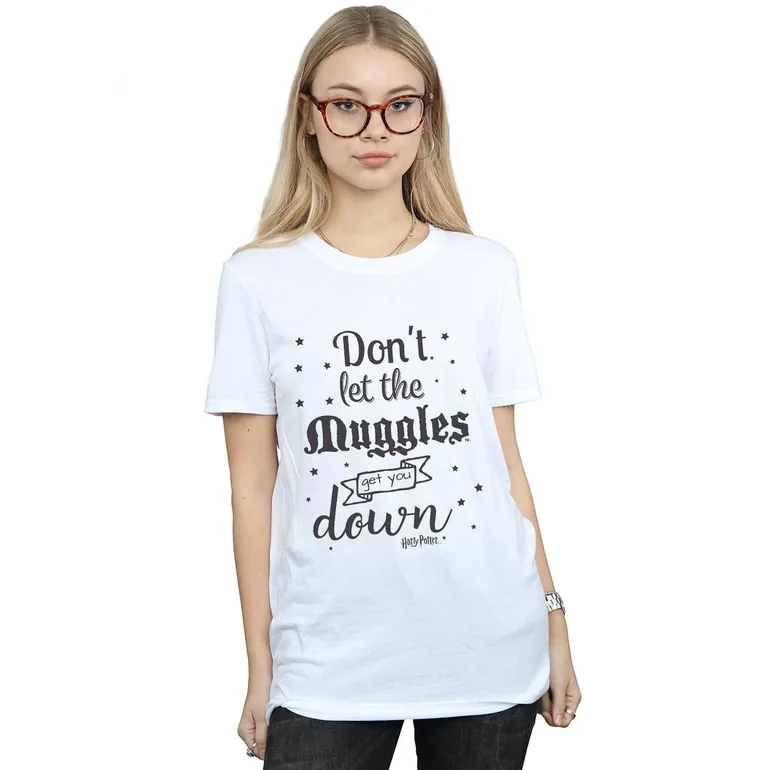 Harry Potter Womens/Ladies Don´t Let The Muggles Cotton Boyfriend T-Shirt - White