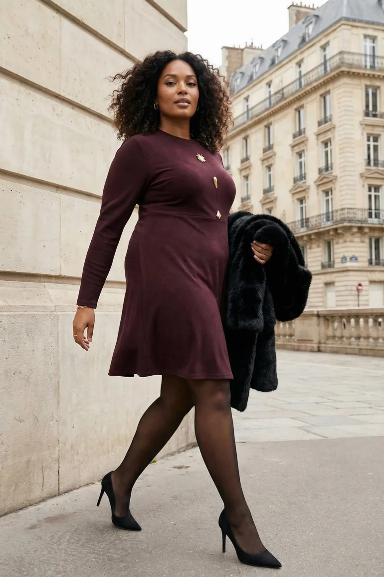 brown plus size a-line dress Plus Size Starlit Cinch Dress