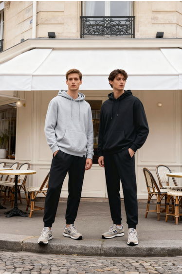 Black-Grey Men's 2-Pack Basic Regular/Normal Cut Hoodie with Fleece Inside Sweatshirt.