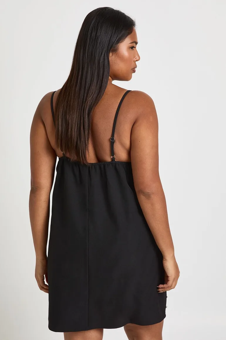 Plus Diamante Bow Strappy Shift Dress - black - 2