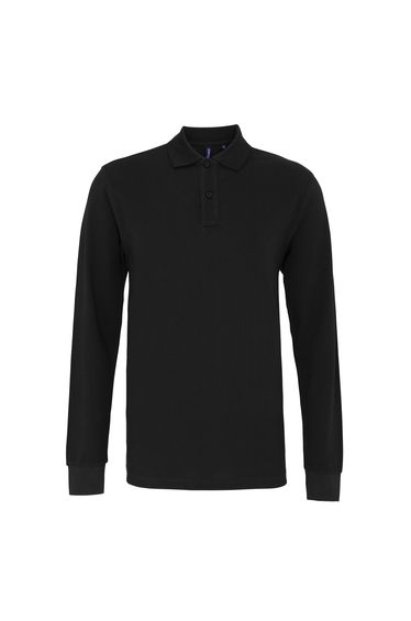 Asquith & Fox Mens Classic Fit Long Sleeved Polo Shirt - Black