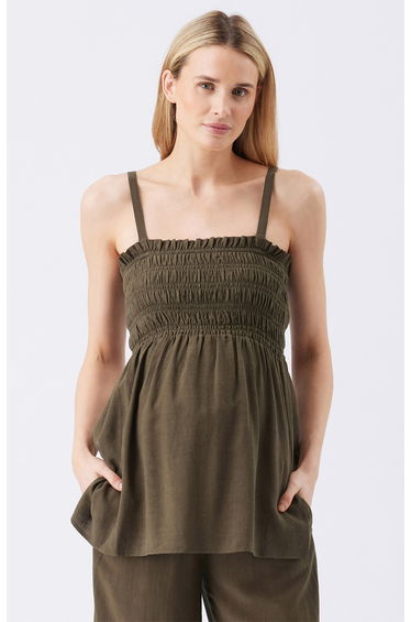 Ella Shirred Tunic (Khaki)