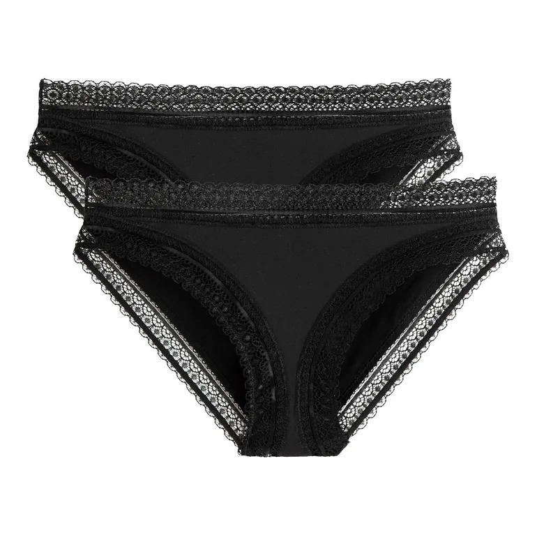 Pack of 2 Knickers with Lace Trims