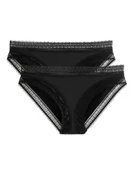 Pack of 2 Knickers with Lace Trims