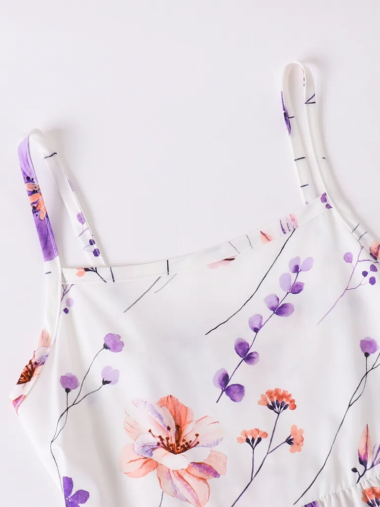 Girls Purple Floral Dress and Cardigan Set - 2