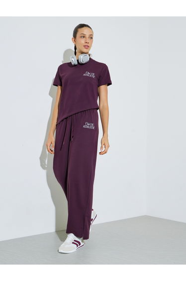Purple Embroidered T-Shirt and Joggers Co-ord Set