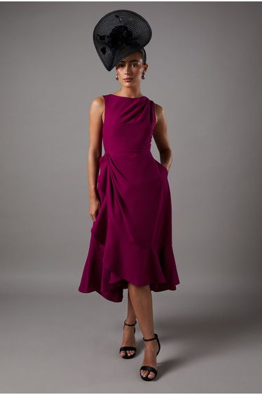 Crepe Ruffle Dress With Low Back