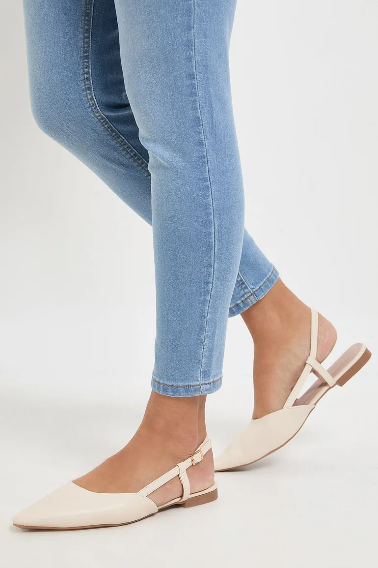 Briony Faux Leather Pointed Slingback Flat Shoes