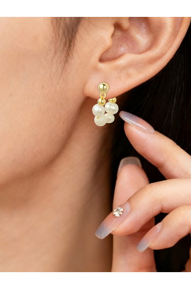 Faux Pearl Hoop Earrings