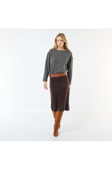 Sweater with Decorative Gold Shoulder Buttons GREY