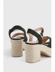 Platform Espadrille Cross Over Wedge - black - 3