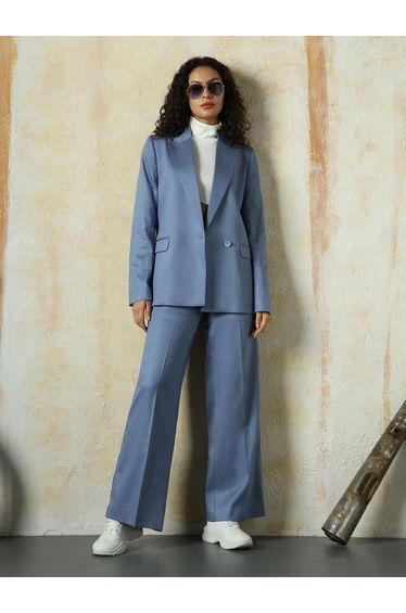 Plain High Rise Wide Leg Trousers
