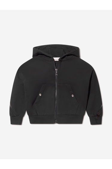 Girls Zip Up Hoodie in Black
