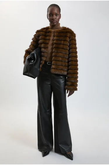 Faux Fur Panelled Long Sleeve Jacket