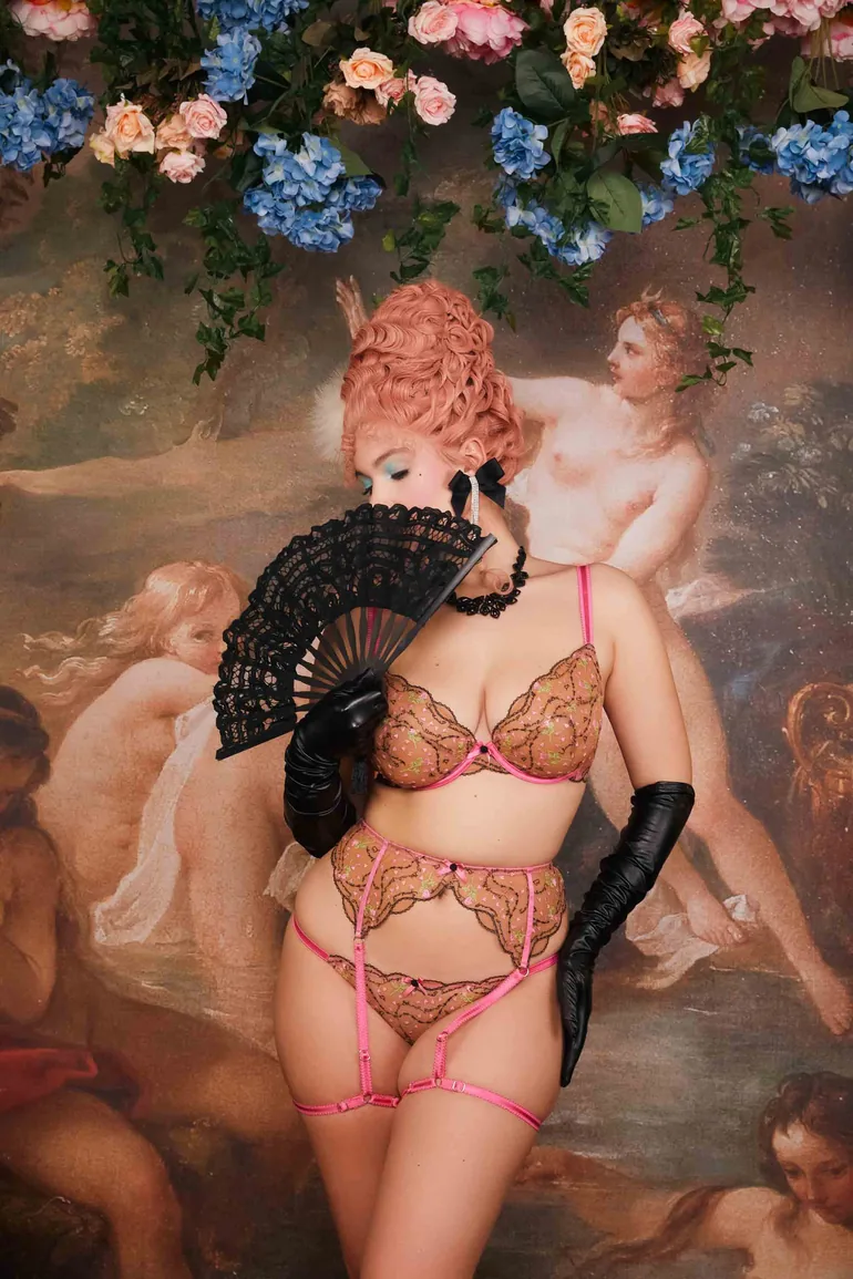 Spank Me Pink and Nude Custom Embroidery Tanga Brief - 1