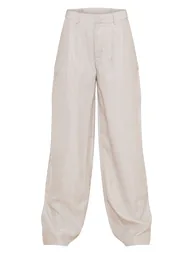 Stone Woven Linen Feel Tailored High Waist Wide Leg Trousers - 4